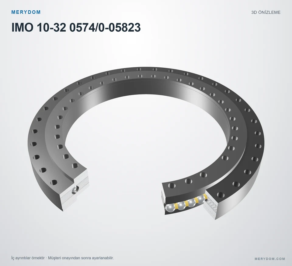 IMO 10-32 0574/0-05823 için MERYDOM muadil döner tabla rulmanının 3D model önizlemesi.