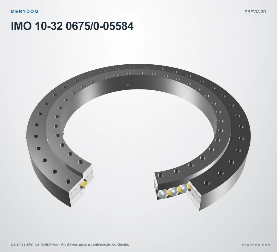 Prévia do modelo 3D do rolamento de giro de substituição MERYDOM para IMO 10-32 0675/0-05584.