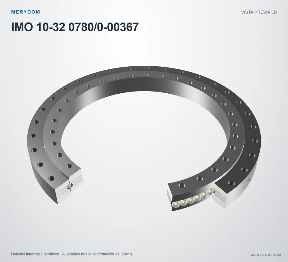 Vista previa del modelo 3D de la corona de giro de sustitución MERYDOM para IMO 10-32 0780/0-00367.