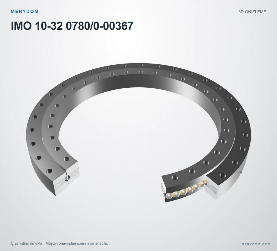 IMO 10-32 0780/0-00367 için MERYDOM muadil döner tabla rulmanının 3D model önizlemesi.