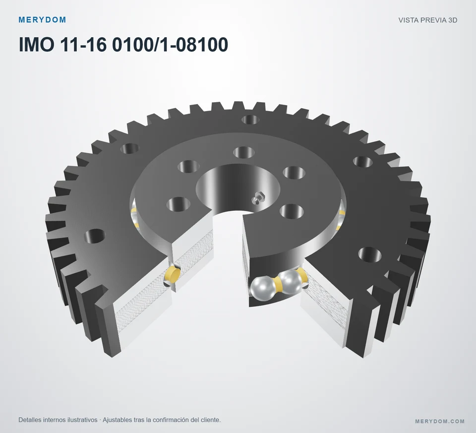Vista previa del modelo 3D de la corona de giro de sustitución MERYDOM para IMO 11-16 0100/1-08100.
