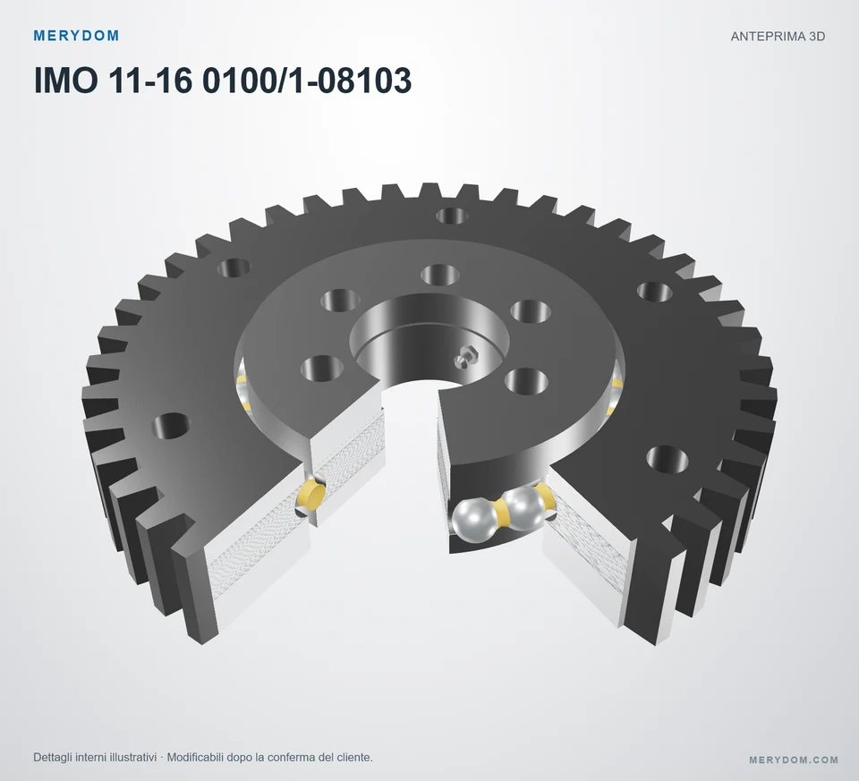 Anteprima del modello 3D del cuscinetto di rotazione sostitutivo MERYDOM per IMO 11-16 0100/1-08103.