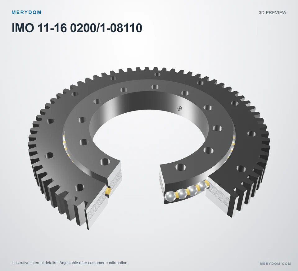 3D model preview of the MERYDOM replacement slewing bearing for IMO 11-16 0200/1-08110.
