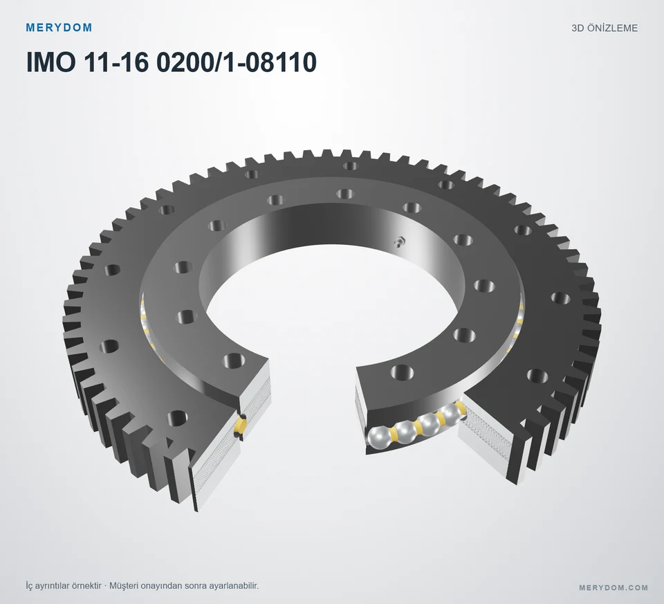 IMO 11-16 0200/1-08110 için MERYDOM muadil döner tabla rulmanının 3D model önizlemesi.