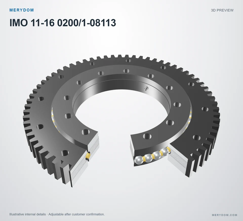3D model preview of the MERYDOM replacement slewing bearing for IMO 11-16 0200/1-08113.