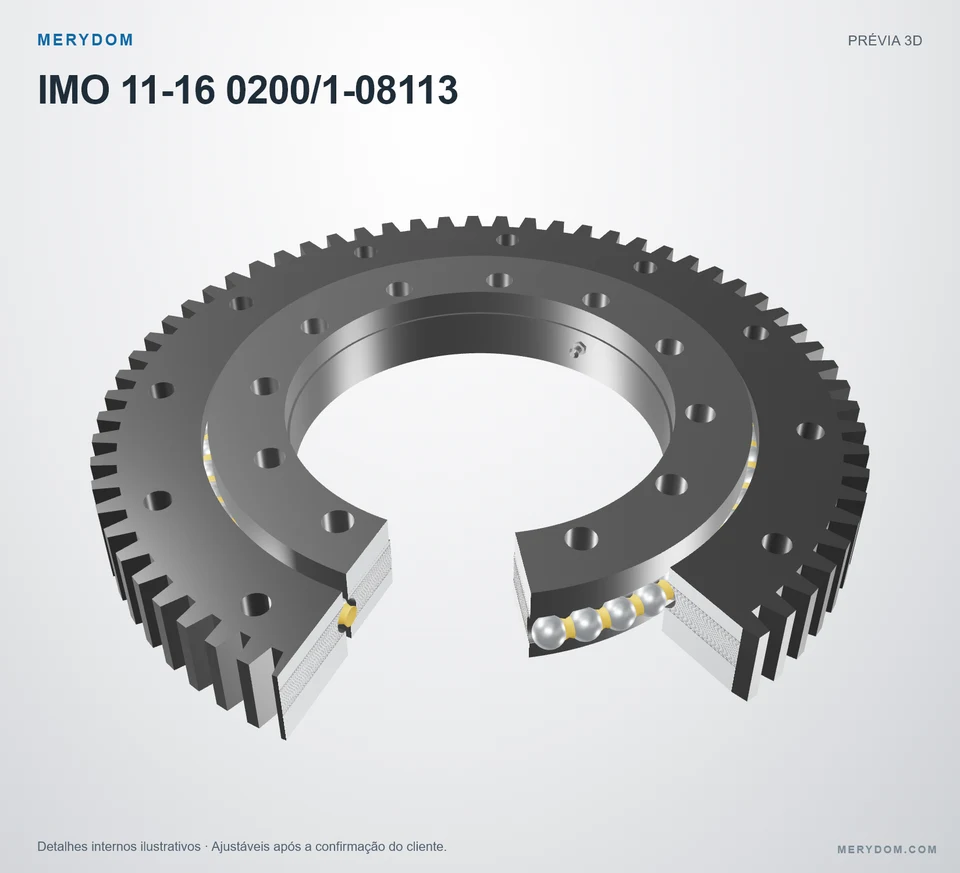 Prévia do modelo 3D do rolamento de giro de substituição MERYDOM para IMO 11-16 0200/1-08113.