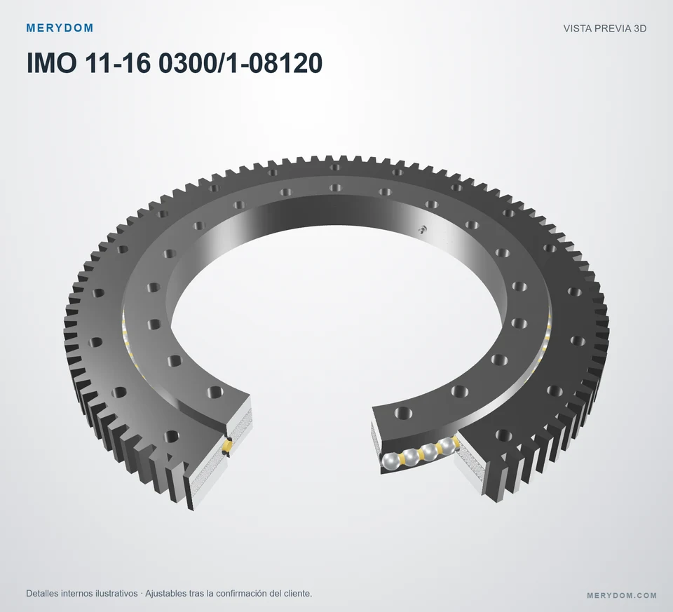 Vista previa del modelo 3D de la corona de giro de sustitución MERYDOM para IMO 11-16 0300/1-08120.