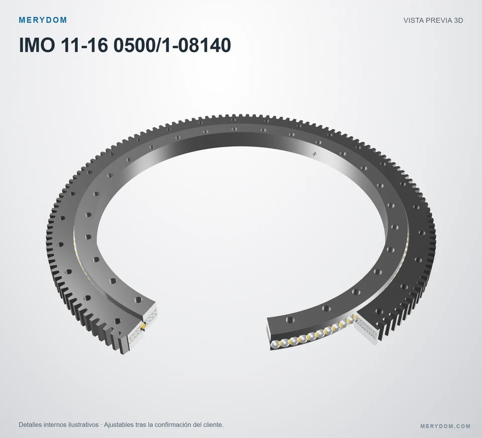 Vista previa del modelo 3D de la corona de giro de sustitución MERYDOM para IMO 11-16 0500/1-08140.
