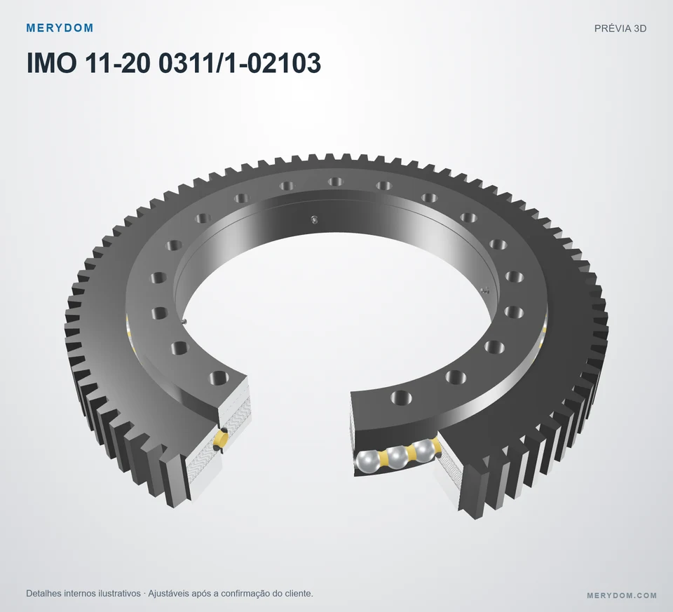 Prévia do modelo 3D do rolamento de giro de substituição MERYDOM para IMO 11-20 0311/1-02103.
