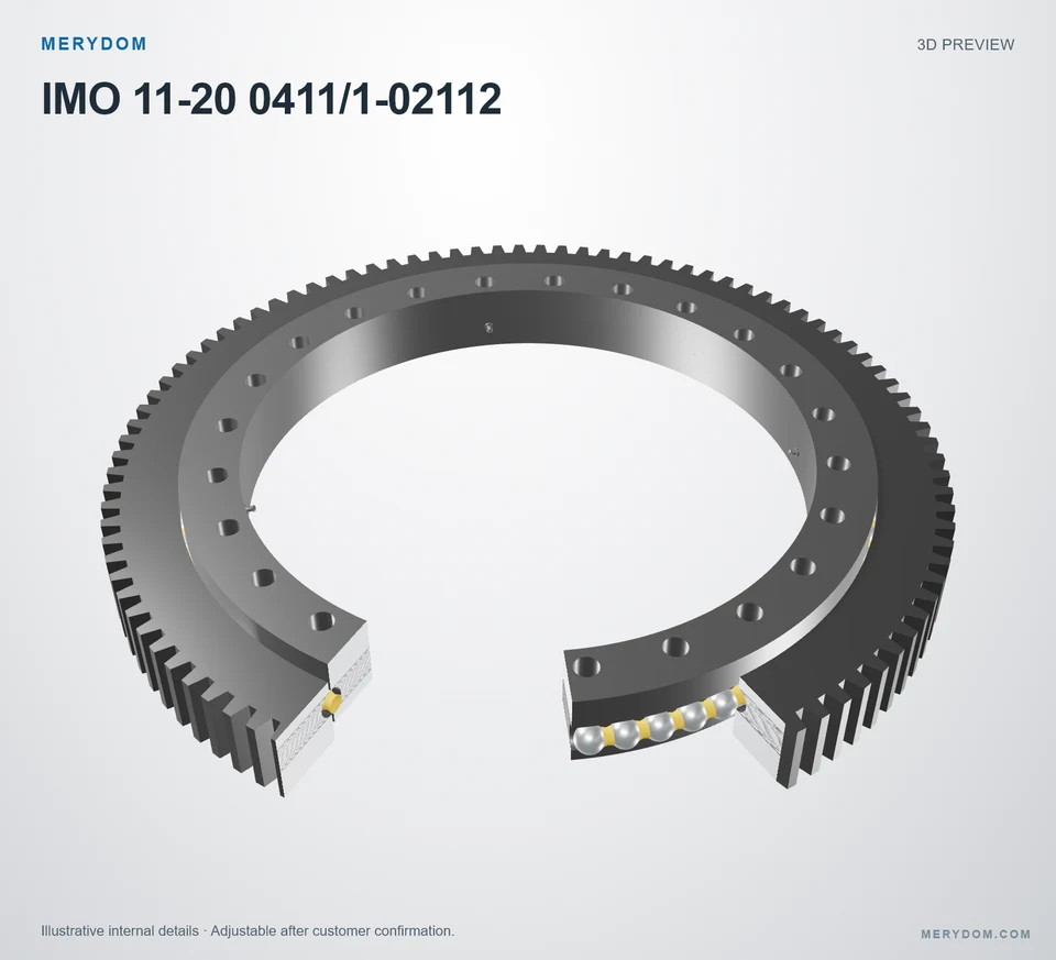 3D model preview of the MERYDOM replacement slewing bearing for IMO 11-20 0411/1-02112.
