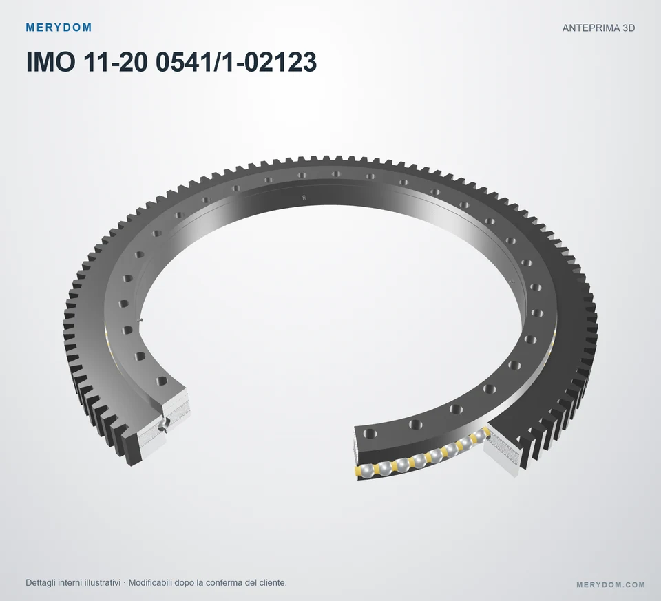 Anteprima del modello 3D del cuscinetto di rotazione sostitutivo MERYDOM per IMO 11-20 0541/1-02123.
