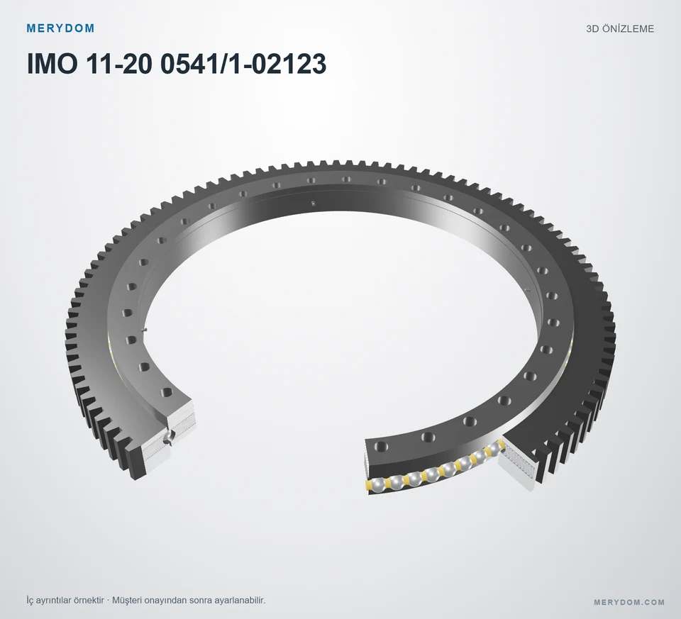 IMO 11-20 0541/1-02123 için MERYDOM muadil döner tabla rulmanının 3D model önizlemesi.