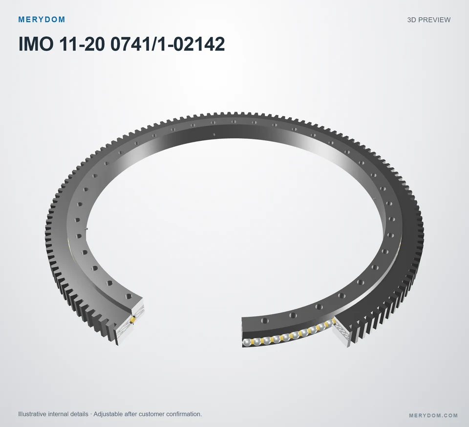 3D model preview of the MERYDOM replacement slewing bearing for IMO 11-20 0741/1-02142.