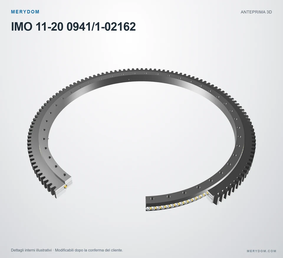 Anteprima del modello 3D del cuscinetto di rotazione sostitutivo MERYDOM per IMO 11-20 0941/1-02162.