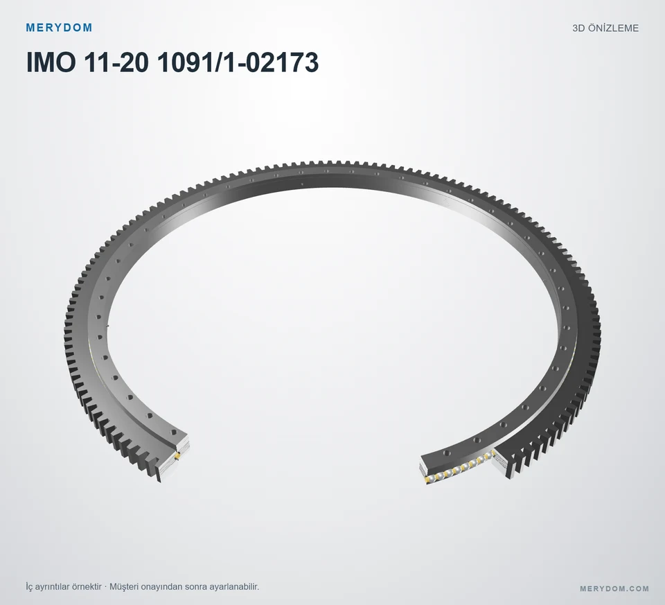 IMO 11-20 1091/1-02173 için MERYDOM muadil döner tabla rulmanının 3D model önizlemesi.