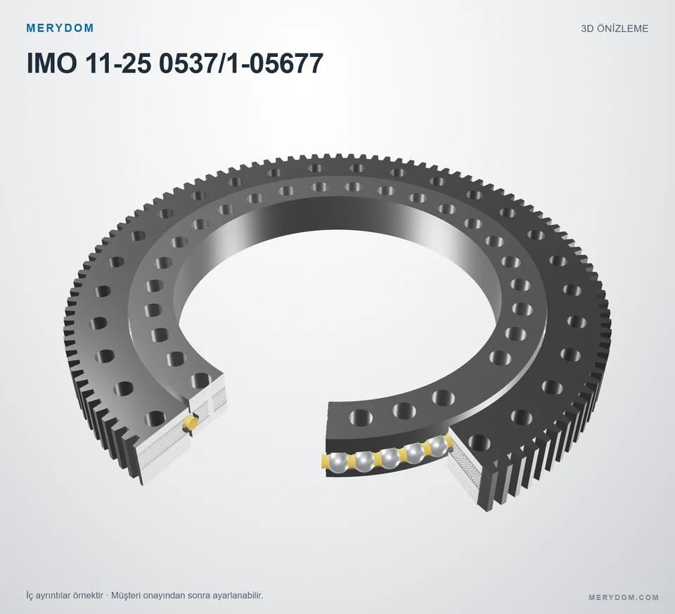 IMO 11-25 0537/1-05677 için MERYDOM muadil döner tabla rulmanının 3D model önizlemesi.
