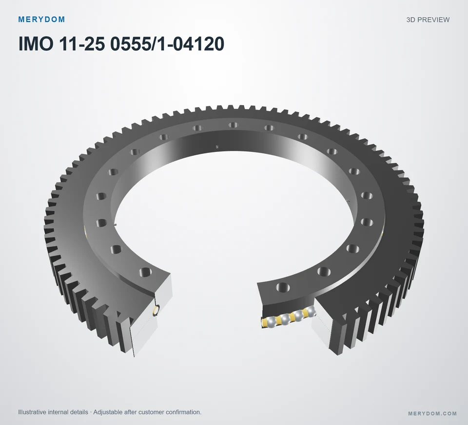 3D model preview of the MERYDOM replacement slewing bearing for IMO 11-25 0555/1-04120.