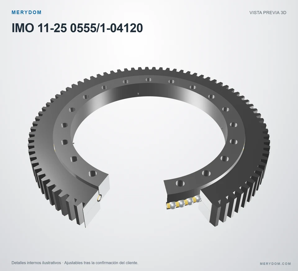 Vista previa del modelo 3D de la corona de giro de sustitución MERYDOM para IMO 11-25 0555/1-04120.