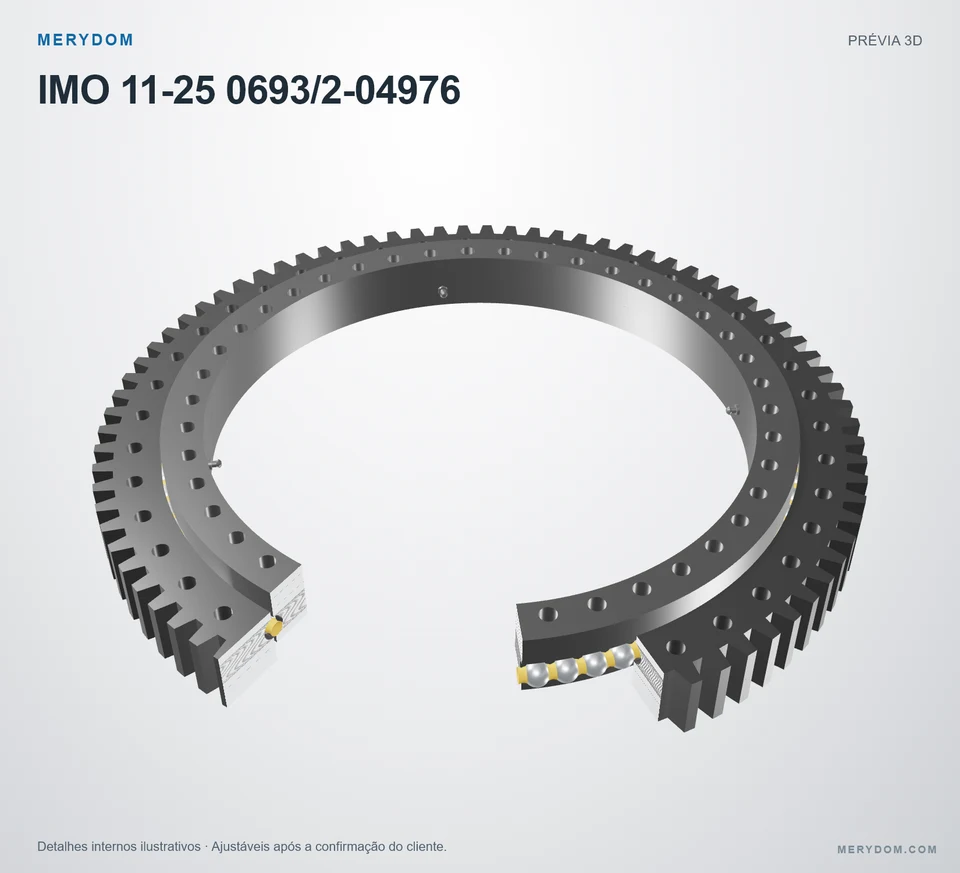 Prévia do modelo 3D do rolamento de giro de substituição MERYDOM para IMO 11-25 0693/2-04976.