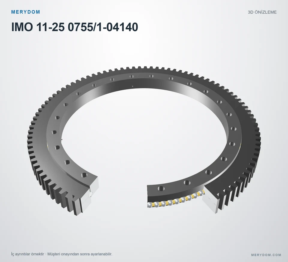 IMO 11-25 0755/1-04140 için MERYDOM muadil döner tabla rulmanının 3D model önizlemesi.