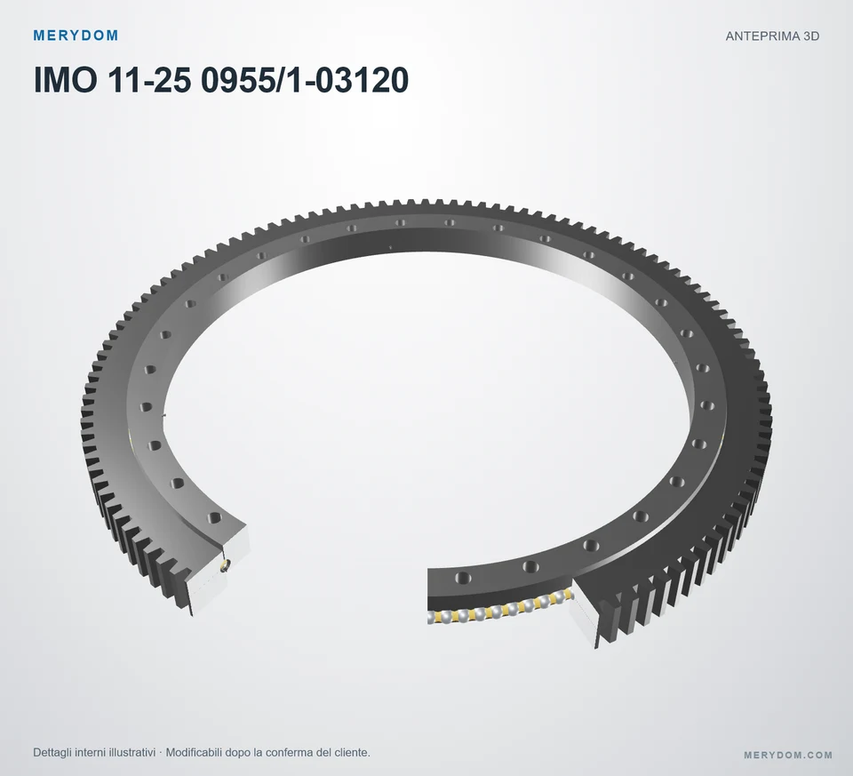 Anteprima del modello 3D del cuscinetto di rotazione sostitutivo MERYDOM per IMO 11-25 0955/1-03120.