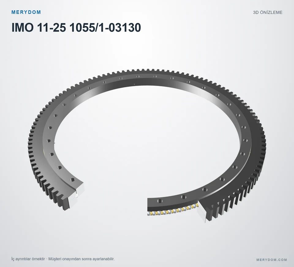 IMO 11-25 1055/1-03130 için MERYDOM muadil döner tabla rulmanının 3D model önizlemesi.