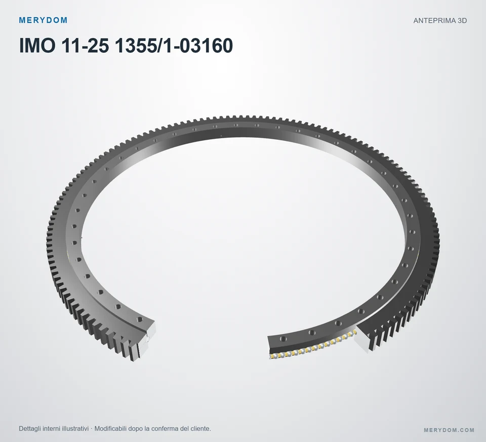 Anteprima del modello 3D del cuscinetto di rotazione sostitutivo MERYDOM per IMO 11-25 1355/1-03160.