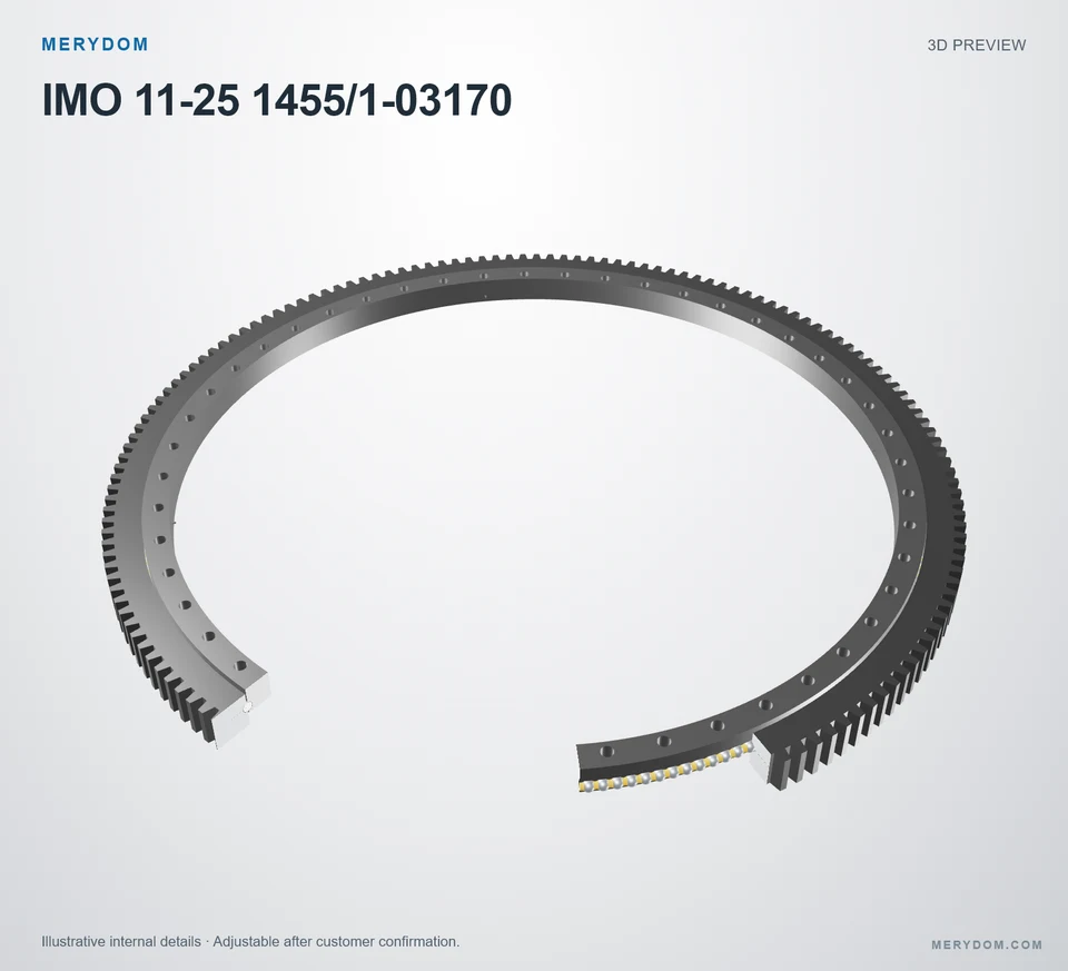 3D model preview of the MERYDOM replacement slewing bearing for IMO 11-25 1455/1-03170.