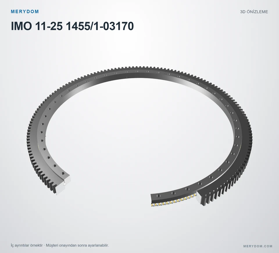 IMO 11-25 1455/1-03170 için MERYDOM muadil döner tabla rulmanının 3D model önizlemesi.
