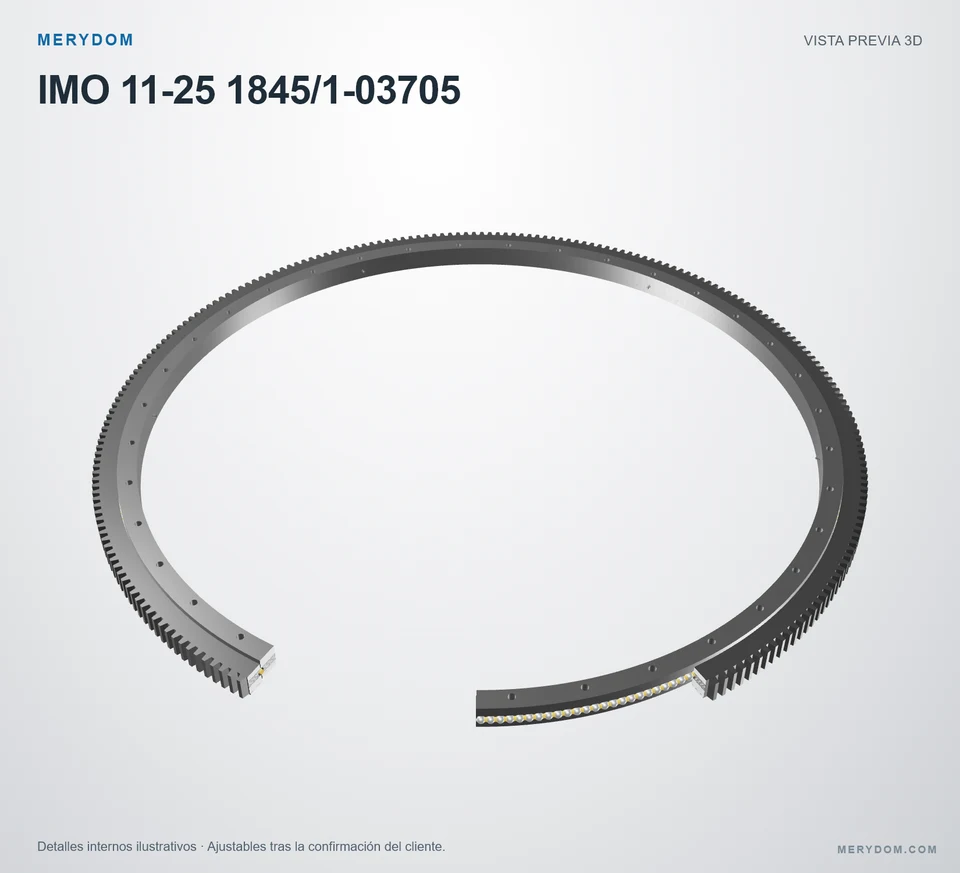 Vista previa del modelo 3D de la corona de giro de sustitución MERYDOM para IMO 11-25 1845/1-03705.