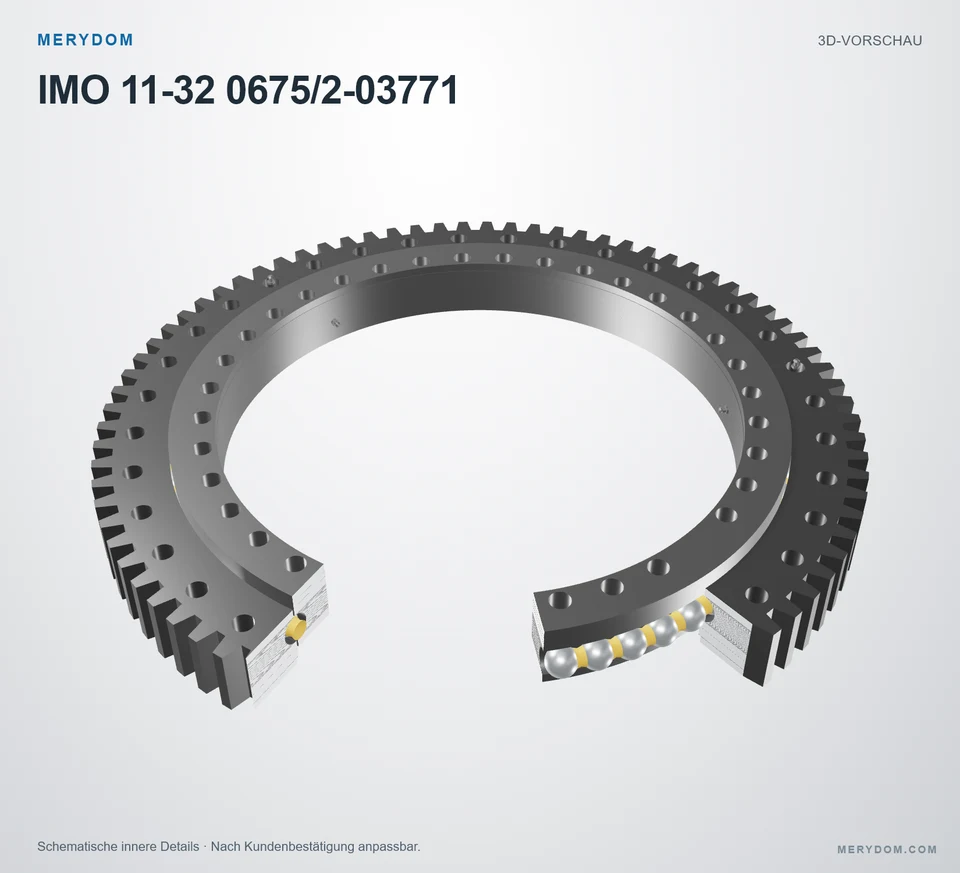 Vorschau des 3D-Modells des MERYDOM-Ersatzdrehkranzes für IMO 11-32 0675/2-03771.