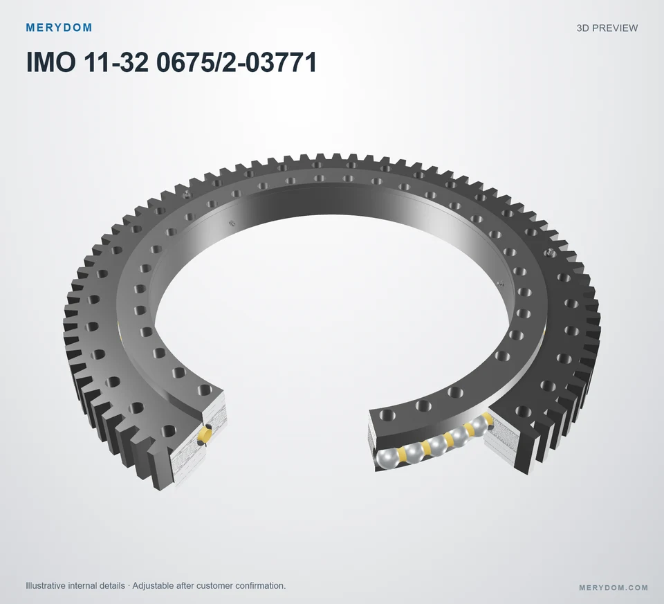 3D model preview of the MERYDOM replacement slewing bearing for IMO 11-32 0675/2-03771.
