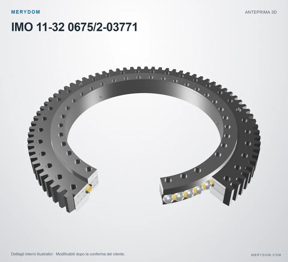 Anteprima del modello 3D del cuscinetto di rotazione sostitutivo MERYDOM per IMO 11-32 0675/2-03771.