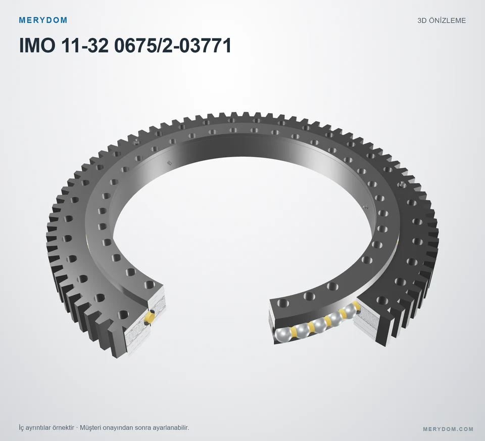 IMO 11-32 0675/2-03771 için MERYDOM muadil döner tabla rulmanının 3D model önizlemesi.