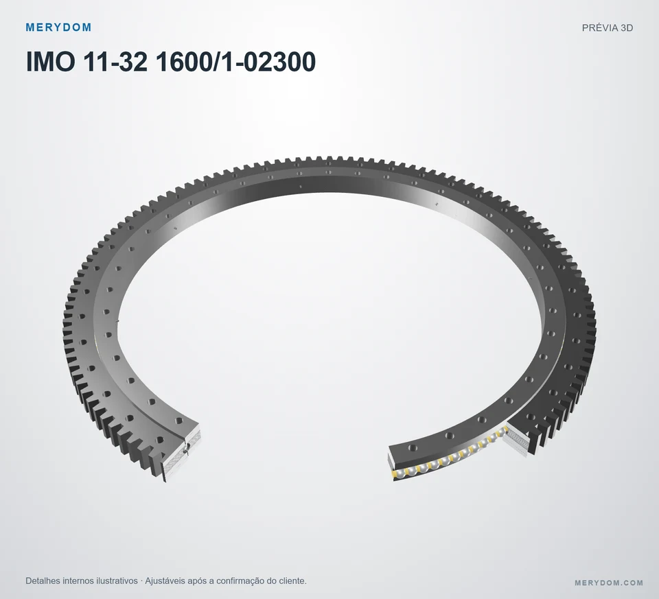 Prévia do modelo 3D do rolamento de giro de substituição MERYDOM para IMO 11-32 1600/1-02300.