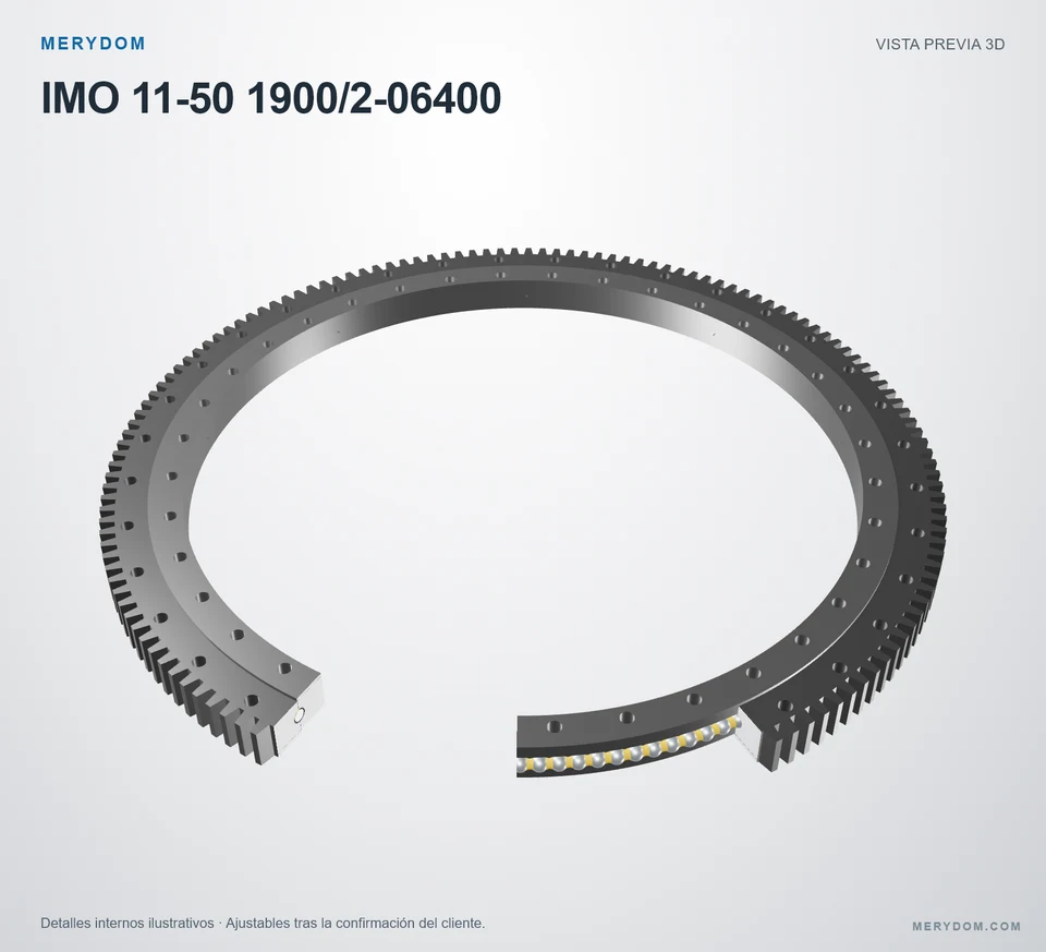 Vista previa del modelo 3D de la corona de giro de sustitución MERYDOM para IMO 11-50 1900/2-06400.
