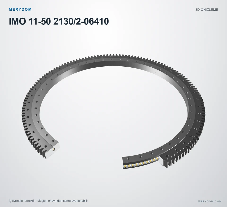 IMO 11-50 2130/2-06410 için MERYDOM muadil döner tabla rulmanının 3D model önizlemesi.