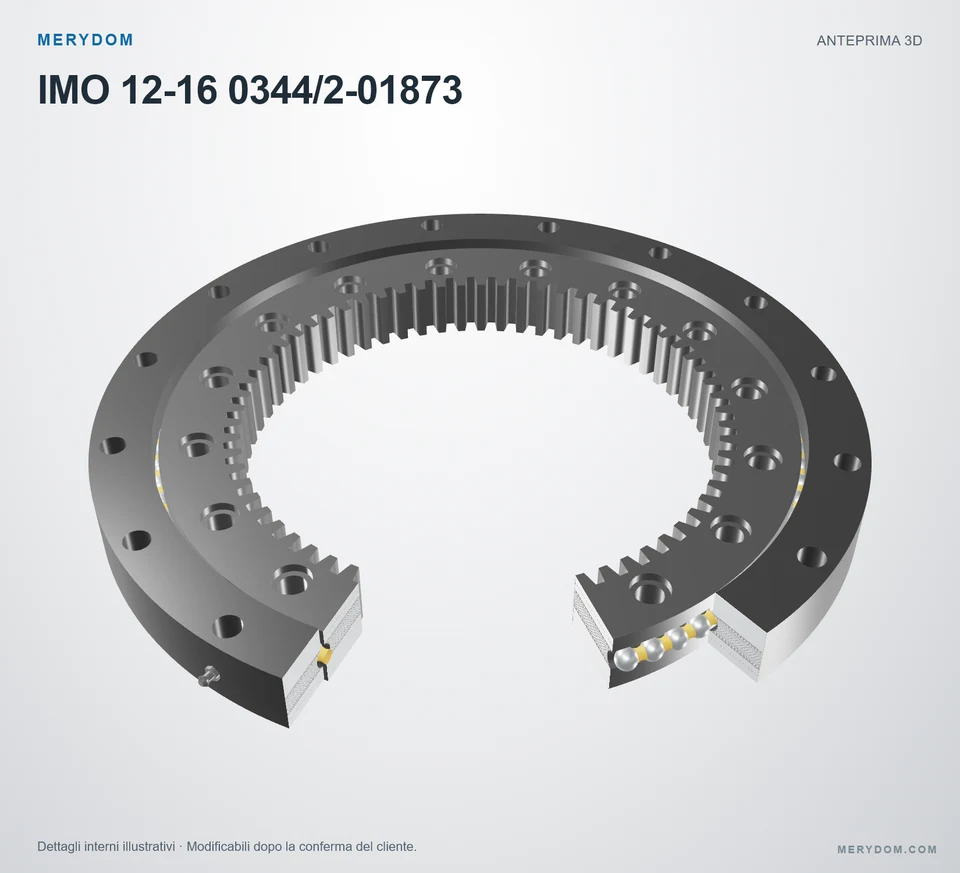 Anteprima del modello 3D del cuscinetto di rotazione sostitutivo MERYDOM per IMO 12-16 0344/2-01873.