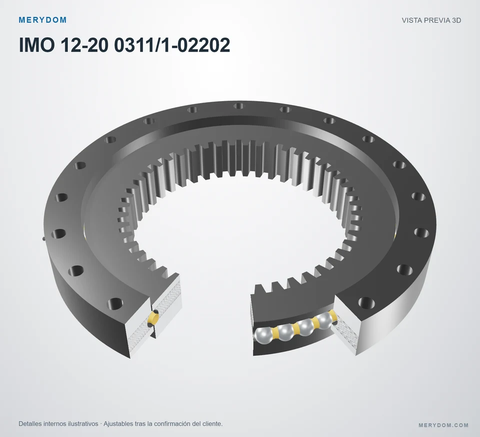 Vista previa del modelo 3D de la corona de giro de sustitución MERYDOM para IMO 12-20 0311/1-02202.