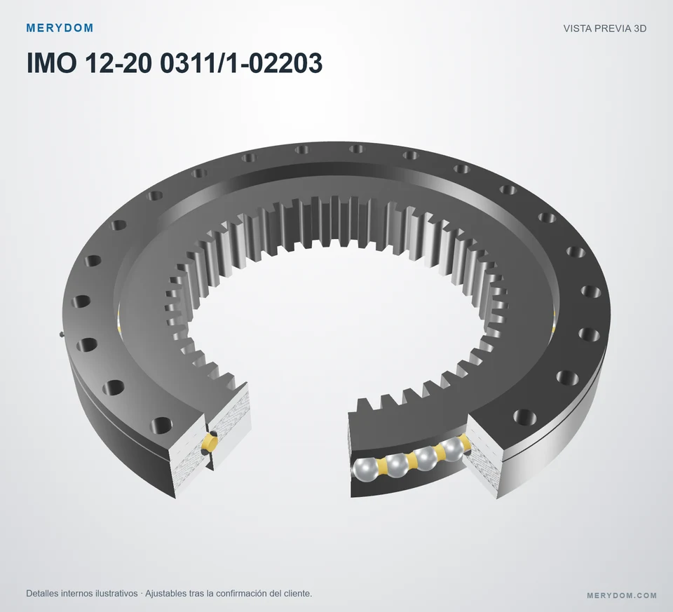 Vista previa del modelo 3D de la corona de giro de sustitución MERYDOM para IMO 12-20 0311/1-02203.