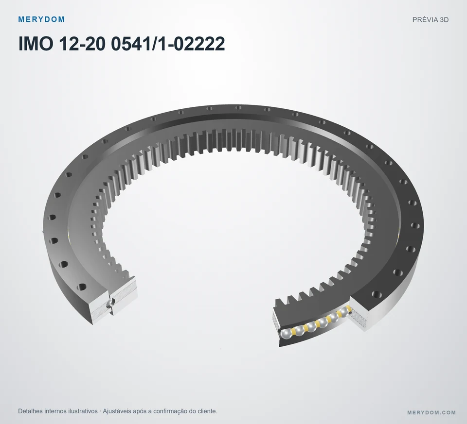 Prévia do modelo 3D do rolamento de giro de substituição MERYDOM para IMO 12-20 0541/1-02222.