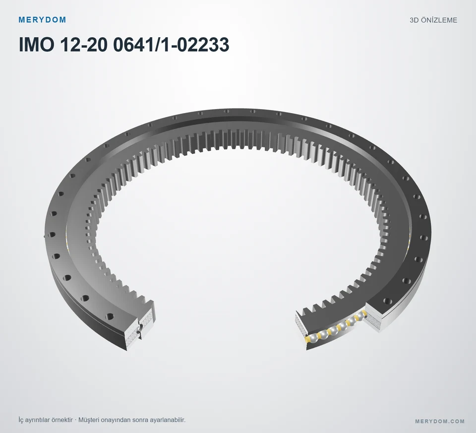 IMO 12-20 0641/1-02233 için MERYDOM muadil döner tabla rulmanının 3D model önizlemesi.