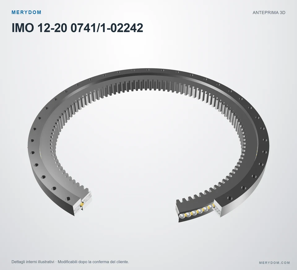 Anteprima del modello 3D del cuscinetto di rotazione sostitutivo MERYDOM per IMO 12-20 0741/1-02242.