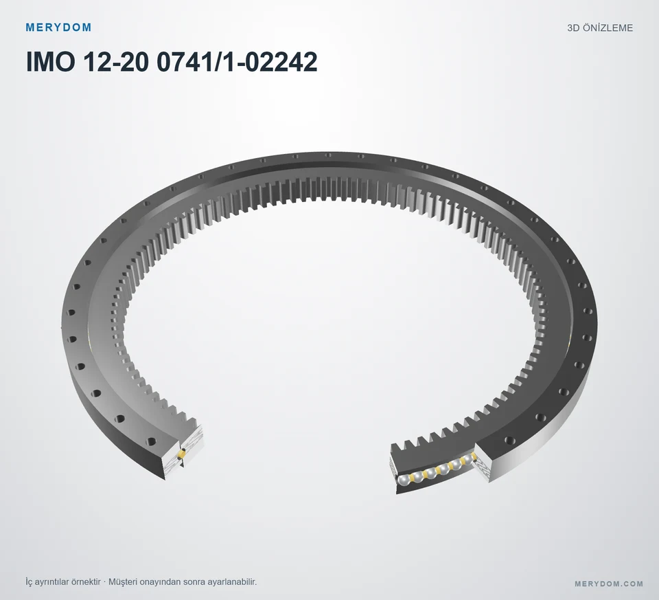 IMO 12-20 0741/1-02242 için MERYDOM muadil döner tabla rulmanının 3D model önizlemesi.