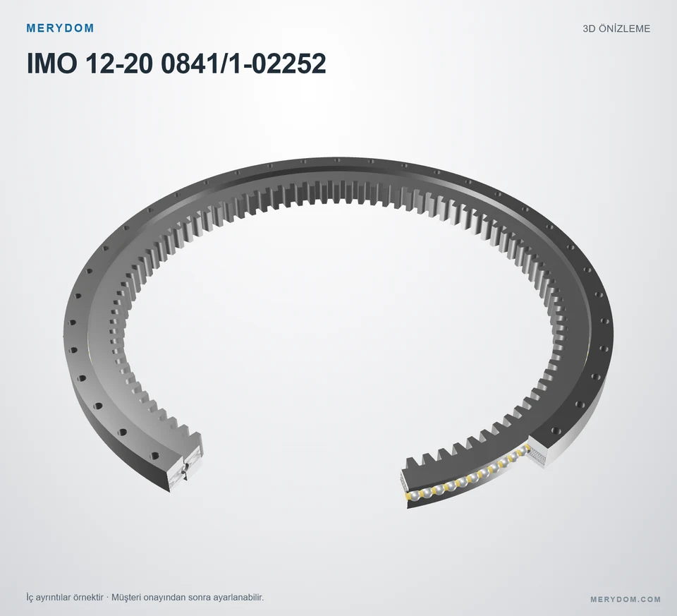 IMO 12-20 0841/1-02252 için MERYDOM muadil döner tabla rulmanının 3D model önizlemesi.
