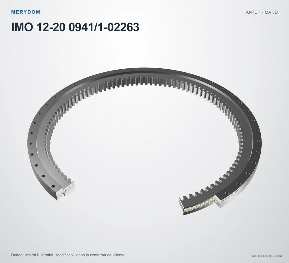 Anteprima del modello 3D del cuscinetto di rotazione sostitutivo MERYDOM per IMO 12-20 0941/1-02263.