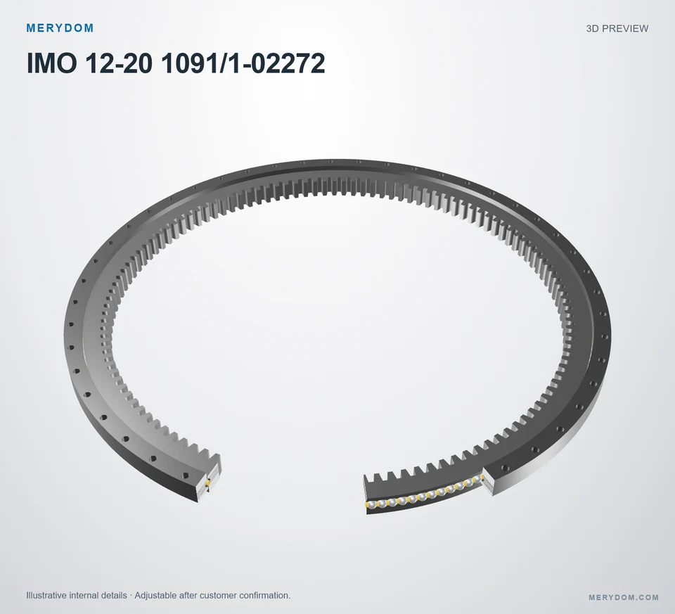 3D model preview of the MERYDOM replacement slewing bearing for IMO 12-20 1091/1-02272.