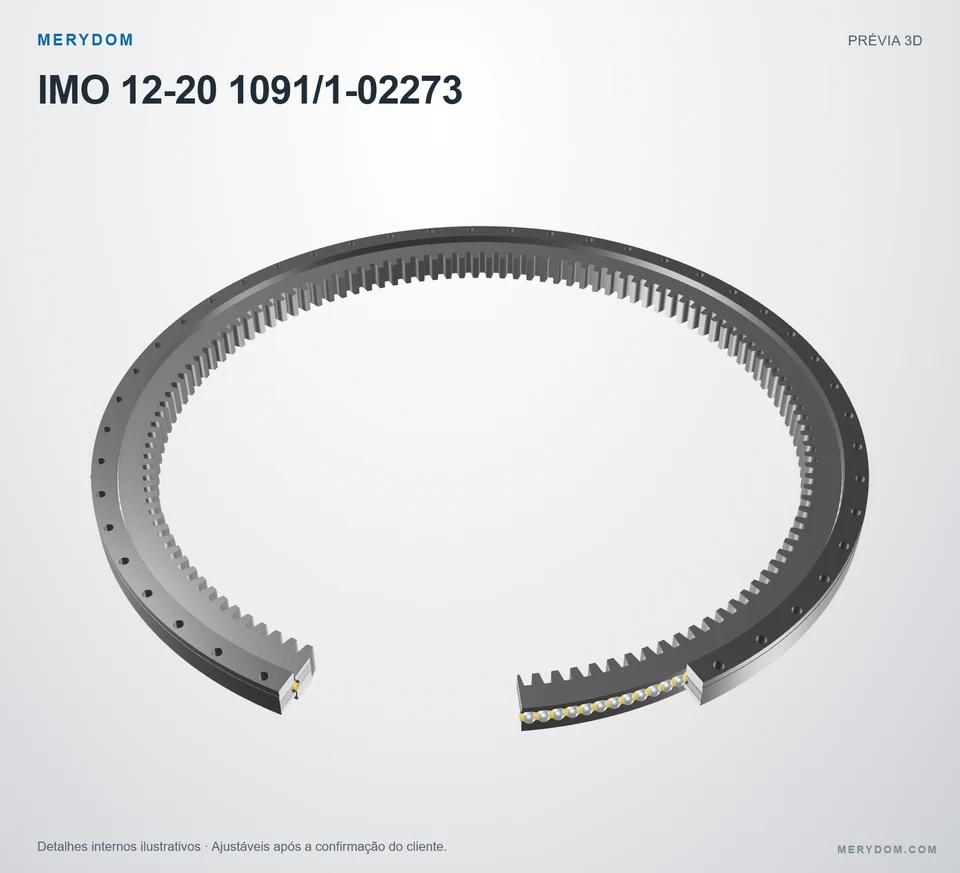 Prévia do modelo 3D do rolamento de giro de substituição MERYDOM para IMO 12-20 1091/1-02273.