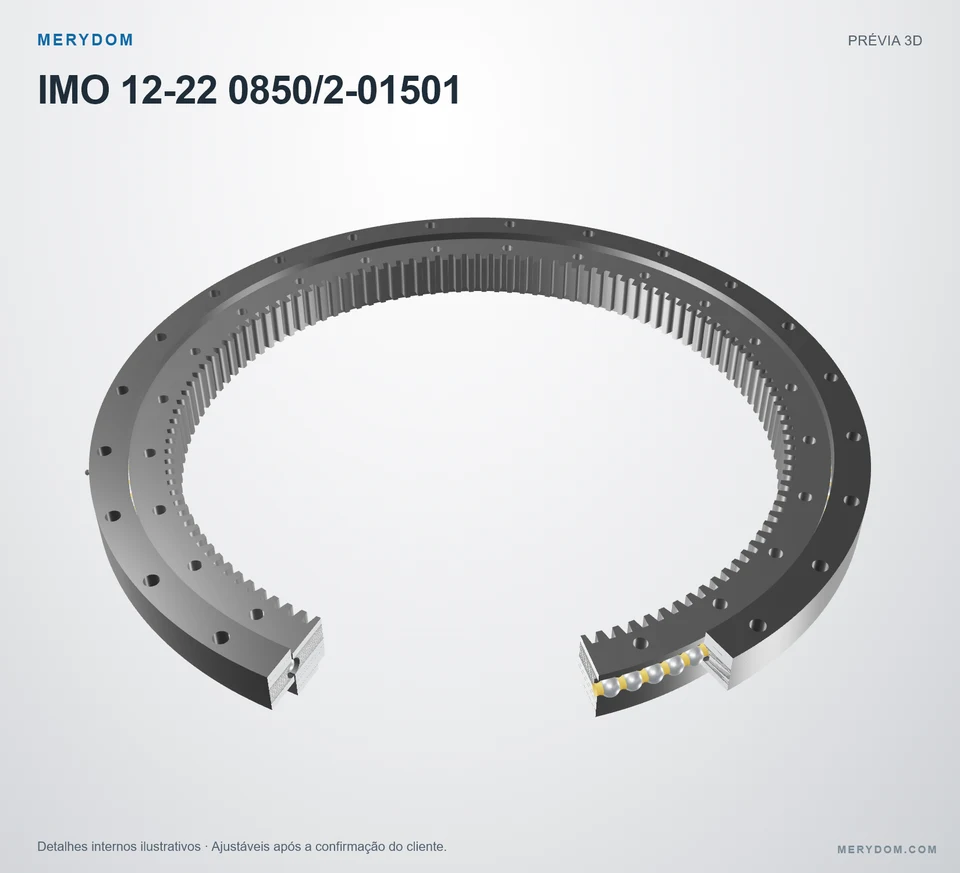 Prévia do modelo 3D do rolamento de giro de substituição MERYDOM para IMO 12-22 0850/2-01501.