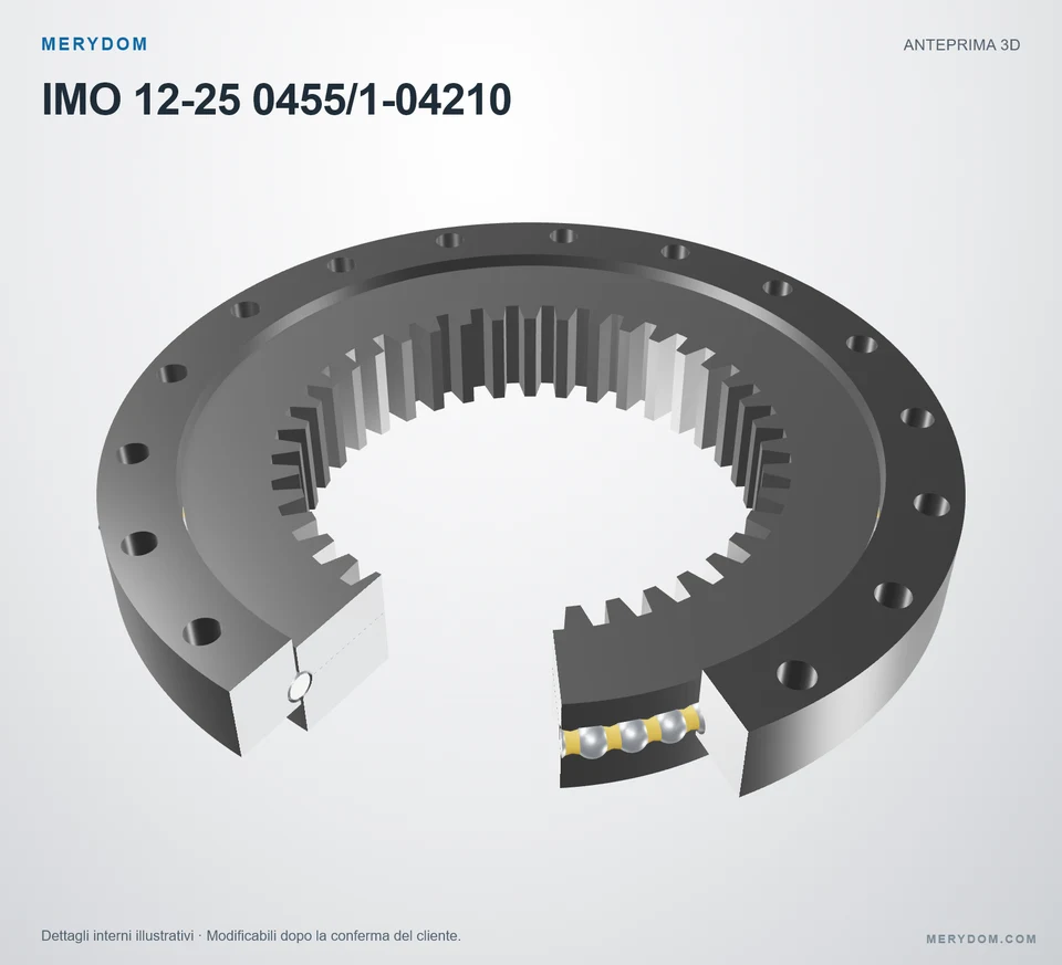Anteprima del modello 3D del cuscinetto di rotazione sostitutivo MERYDOM per IMO 12-25 0455/1-04210.